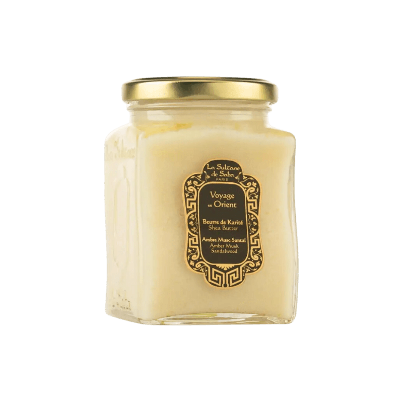 La-Sultane-De-Saba-Ambre-Musc-Santal-Body-Butter-1 Баттер каріте "Амбра, мускус, сандал" LA SULTANE DE SABA BEURRE DE KARITE SHEA BUTTER AMBRE MUSC SANTAL 300мл - Зображення 1