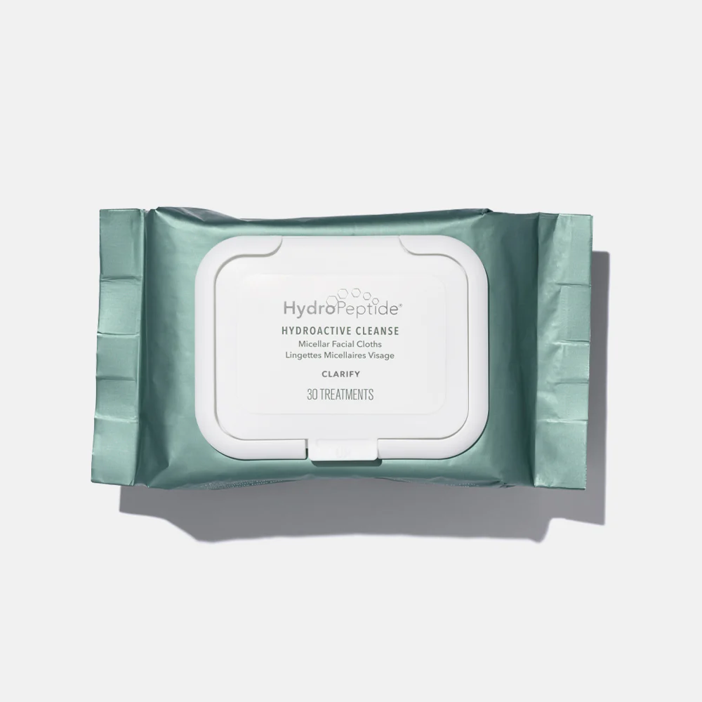 new-packaging-hydroactivecleanse Міцелярні серветки для обличчя HYDROPEPTIDE MICELLAR FACIAL CLOTH HYDROACTIVE CLEANSE 30шт - Зображення 1