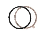 Набір шовкових обручів-резинок чорний+бежевий MON MOU SILK HOOPS SCRUNSHIES SET 2 2шт